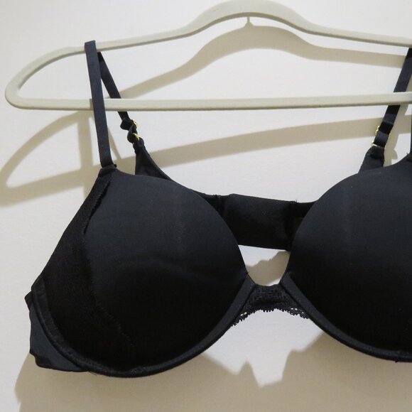 PEPPER Lace Lift Up Bra in Black Minimalist Comfort - Women's Size 38AA - Picture 6 of 12